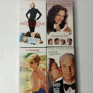 Lot of  4 vhs tapes-my best friends wedding,father of the bride, Erin brockovich